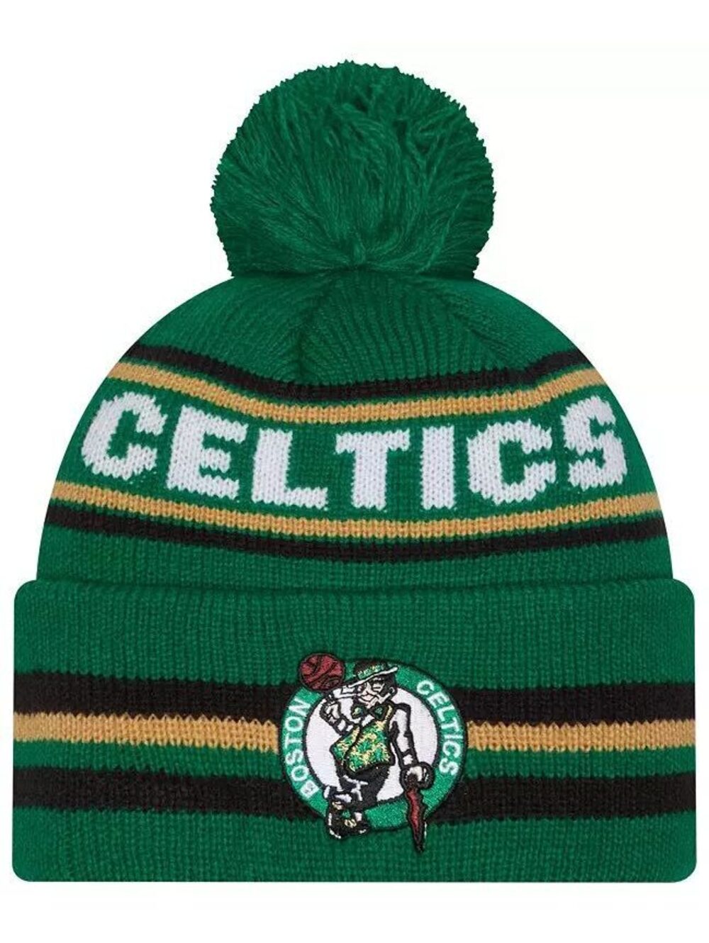 NWT New New Era Adult Boston Celtics Green Classic Pom Cuffed Knit Beanie